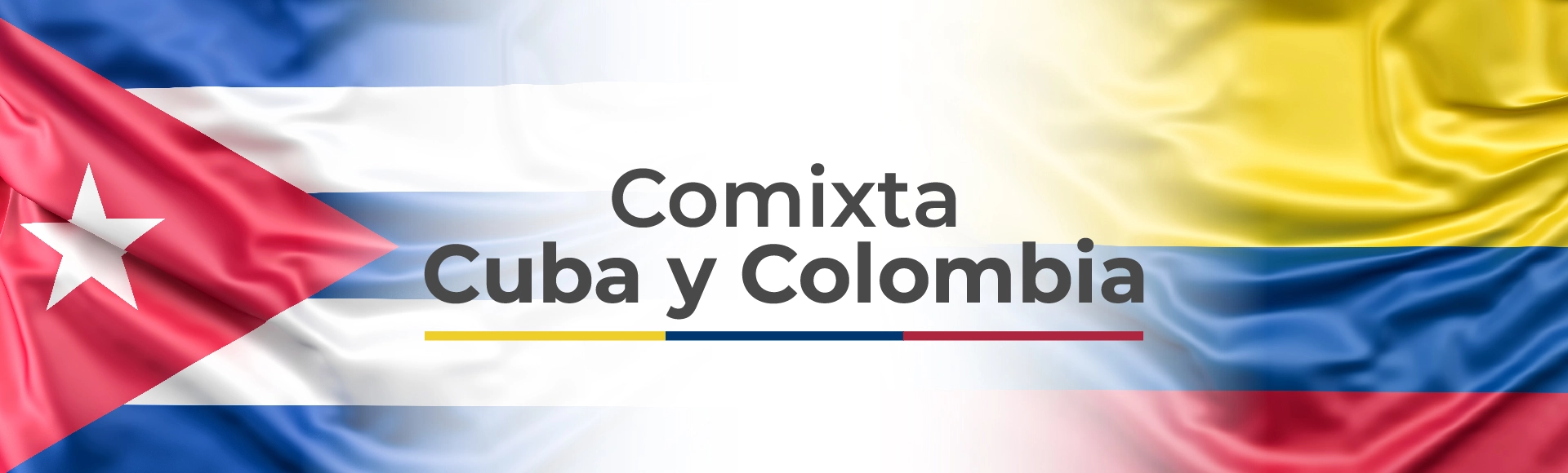En la izquierda la bandera de Cuba, A la derecha la bandera de Colombia en el medio dice Comixta Colombia y Cuba