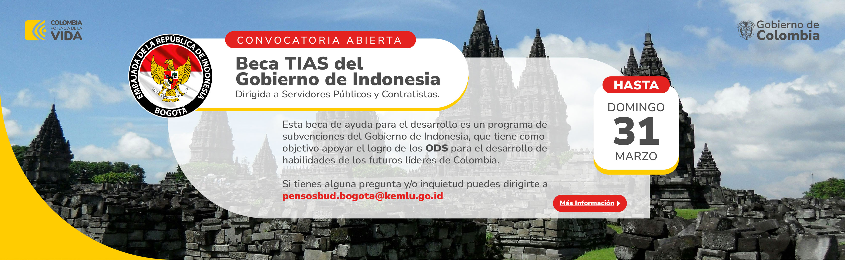 Convocatoria abierta del gobierno de Indonesia hasta el 31 de marzo de 2024