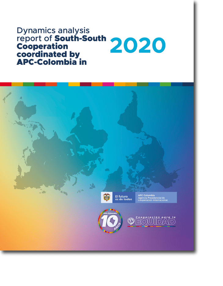 Portada del documento Dynamics analysis report of South-South Cooperation coordinated by APC-Colombia in 2020