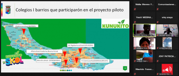 Imagen de pantalla, con la presentación del proyecto y la transmisión vía zoom