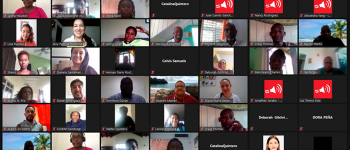 Imagen con pantallazo de la reunión virtual del taller con los rostros de los participantes
