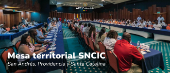 Foto de la mesa del Sistema Nacional de Cooperación Internacional de Colombia en el Archipiélago con los distintos actores de esta.