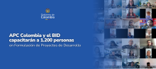 Imagen de fondo azul en letras blancas el titulo de la noticia, arriba el logo del gobierno de colombia