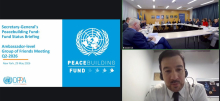 Captura de pantalla de la reuni&oacute;n del Grupo de Amigos del Fondo para la Consolidaci&oacute;n de la Paz (Peacebuilding Fund &ndash; PBF)